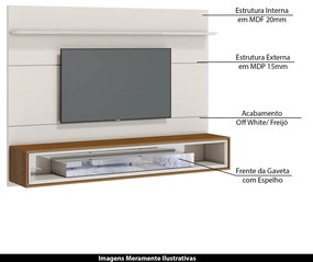 Home Suspenso Decorativo 218cm com Espelho Reyna Off White/Freijó G29 - Gran Belo