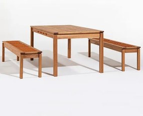 Conj Trama Mesa + 02 Bancos Corda Ocre Jatobá 180cm - 78585 Sun House