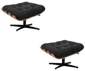Kit 02 Puffs Giratório Costela Suede Preto Base Cromada Preto - D'Rossi