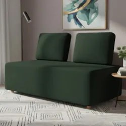 Sofá 2 Lugares 148cm Sala de Estar Rovier Veludo Verde Z32 - Mpozena