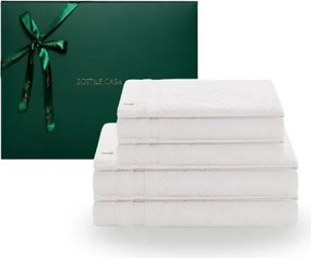 Jogo de Banho 4 pçs Trussardi 100% Algodão Marini c/ Caixa de Presente Natal - Branco Branco