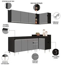 Armário de Cozinha Modulado de Canto Esquerdo 5 Peças CP53 Balcão com