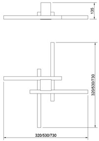 Plafon Lara 53X53Cm Led 32,8W Bivolt | Usina 19275/53 (FN-F - Fendi Fosco, 3000k)