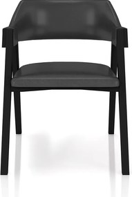 Cadeira Sala de Jantar e Jogos Carteados Madeira Maciça Poker PU Grafite/Preto G42 - Gran Belo