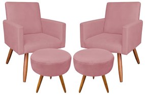 KIT 02 POLTRONAS COM 02 PUFFS LARISSA SU - Rose