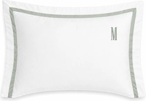 Fronha Avulsa Trussardi Vercelli 300 Fios Cetim - 50x70cm - Branco e Platino  50x70cm - Branco e Pistacchio