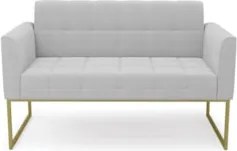 Namoradeira e 2 Poltronas Industrial Dourado Ana Bouclé Cinza - Ibiza