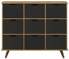 Nicho Organizador Retrô 9 Gavetas Freijó/Preto - Qmovi