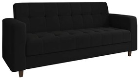 Kit 01 Sofá 3 Lugares e 02 Poltronas Arezzo Linho Preto A79 Pés Chanfrado Tabaco - D'Rossi