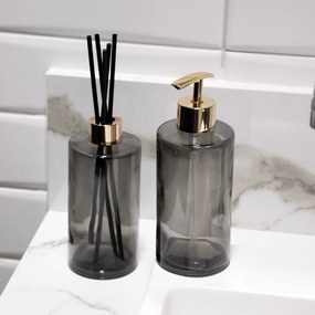 Kit Difusor e Porta Sabonete Liquido de Vidro Preto - D'Rossi