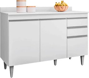Conjunto Balcão de Cozinha com Tampo Pursat MDP/BP Branco G96 - Gran Belo