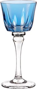 Taça de Cristal Lapidado Artesanal para Licor - Azul Claro  Azul Claro