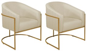 Kit 02 Poltronas Decorativas Sala de Estar Recepção Luiza Base de Ferro Dourado Suede - ADJ Decor