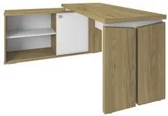 Mesa Escrivaninha em L Sharp e Gaveteiro 2 Gavetas May A06 Olmo/Branco
