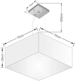 Lustre Pendente Quadrado Md-4065 Cúpula em Tecido 30/70x70cm Rustico Bege - Bivolt
