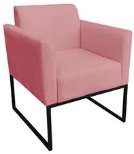 Poltrona Decorativa Base Industrial Preto Maressa S17 Suede Rosê - Ibi