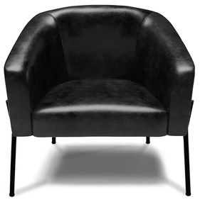 Poltrona Decorativa Pé de Ferro Preto Stella Sintético PU D03 - D'Rossi - Preto