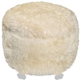 Puff Chic com Pelos - Branco Provençal Kleiner