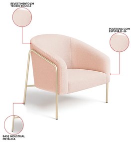 Poltrona Sala Industrial Alta Champanhe Stella Bouclê D03 - D'Rossi - Rose
