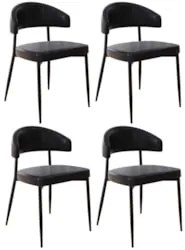 Cadeira de Jantar Estofada Kit 4 Chloe M25 Sintético Preto - Mpozenato