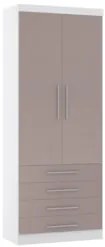 Guarda Roupa Modulado 90cm 2 Portas 4 Gavetas Taiga Branco/Cinnamon L0