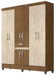 Guarda Roupa Casal Portugal 8 Portas Castanho/Avelã Wood - Moval