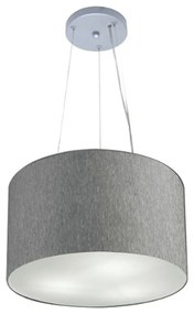 Lustre Pendente Cilíndrico Md-4182 Cúpula em Tecido 40x25cm Rustico Cinza - Bivolt