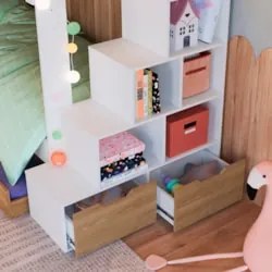Treliche Infantil Com Escada e Nichos Infix C06 Branco/Aveiro - Mpozen