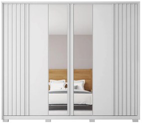 Guarda Roupa Casal Bravus 6 Portas de Bater com 2 Espelhos e 4 Gavetas  MDP Branco G11 - Gran Belo
