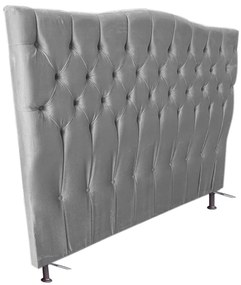 Cabeceira Cama Box Solteiro 90cm Capitonê Sofia Suede Cinza - Sheep Estofados - Cinza