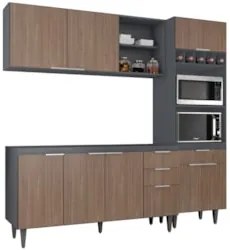 Armário de Cozinha CP02 Para Pia 150cm Pérola Z34 Grafite/Freijó - Mpo