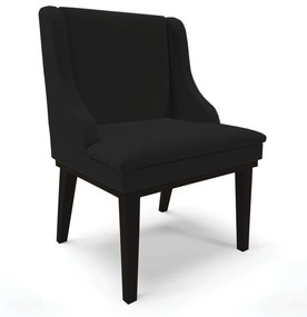 Cadeira de Jantar Liz Linho Base Fixa Madeira Preto D03 - D'Rossi - A79 Preto