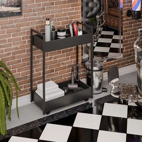 Carrinho de apoio Estética Salão Industrial 2 Prateleiras Orla Pret M13 - D'Rossi - Preto