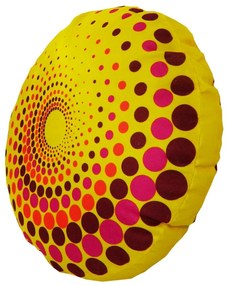 Almofada Redonda Ravi Cheia Indiana Amarelo e Caqui 40x40cm - ARI-0319
