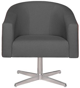 kit 02 Poltronas Luiza Base Giratória de Metal Corano Nozes e Linho Chumbo - ADJ Decor