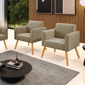 Kit 2 Poltronas Pés Palito Castanho Marisa Suede D03 - DRossi - Marrom Rato