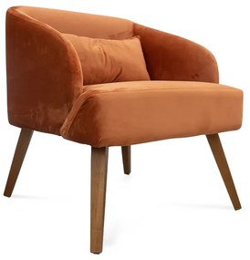 Kit 2 Poltronas Decorativas Lara Pés de Madeira Veludo Terracota - Sheep Estofados - Laranja