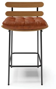 Banqueta Costela Corano Base Metálica Preto - D'Rossi - Nozes