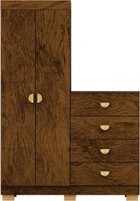 Cômoda Roupeiro Allure 4 Gavetas 2 Portas com Prateleiras Nogueira G98 - Gran Belo