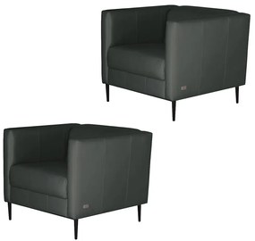 Kit 2 Poltronas Decorativas Pés De Ferro Iráklio Couro Verde G58 - Gran Belo