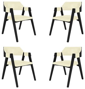 Kit 4 Cadeiras Sala de Jantar e Jogos Carteados Madeira Maciça Poker PU OffWhite/Preto G42 - Gran Belo