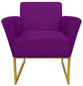 Poltrona Dora Suede Base Metálica Dourado D'Rossi - Roxo