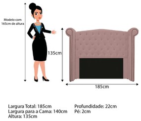 Kit Cabeceira e Calçadeira Veneza 140 cm Casal Suede Rosê - ADJ Decor