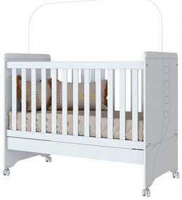 Berço 3 Em 1 Vira Mini Cama Mosquiteiro Rodinhas Em Mdf Pão de Mel