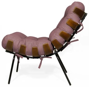 Poltrona Costela Rib Suede Rosê