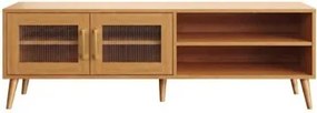 Rack Madrid 160cm 2 Portas Vidro Canelado Carvalho Rosé Dalla Costa