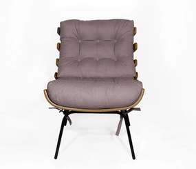 Kit 2 Poltronas Decorativa Costela Com Puff Costela Suede Crepe