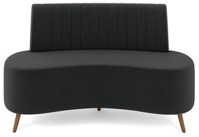 Sofá Living Decorativo 2 Lugares 1,35M Katara Cinza Escuro Veludo G33 - Gran Belo