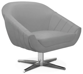 Kit 01 Namoradeira 02 Lugares e 02 Poltronas Giratória Giovana Suede Base Cromada - D'Rossi - Cinza