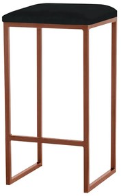 Banqueta Decorativa Billie Base Bronze Suede Preto G41 - Gran Belo